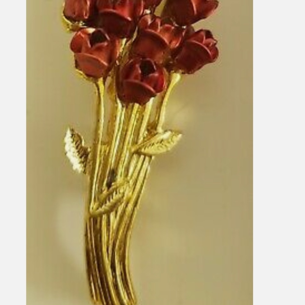 Vintage DOZEN LONG STEM ROSES Pin - Picture 6 of 6
